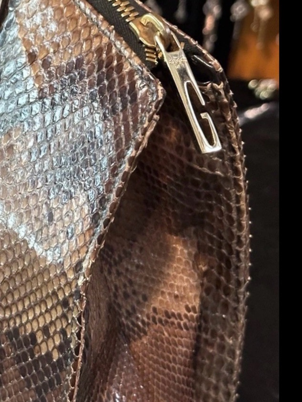 Gucci Python Bordeaux Leather Handbag Vintage - Picture 4 of 16